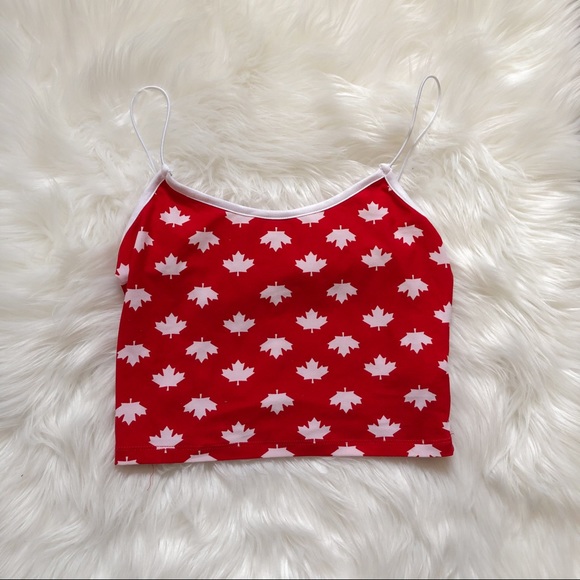 Canadian Maple Leaf Cropped Tank Top - Picture 2 of 3